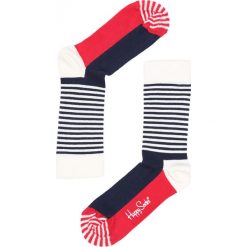 Skarpetki damskie: Granatowo-Czerwone Skarpetki Half Stripe Happy Socks