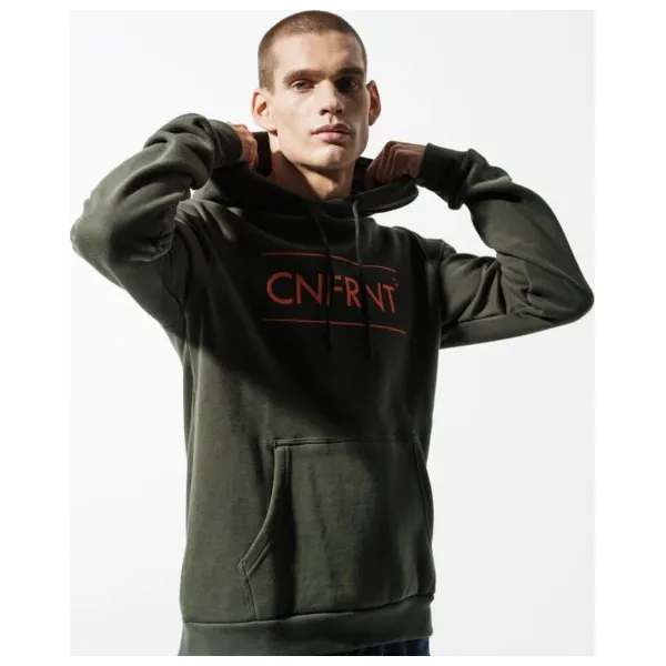 Confront Bluza Z Kapturem Essential Khk Hoody , khaki, rozmiar M. Brązowe bluzy męskie Confront, m, z nadrukiem, z bawełny, z kapturem, bez rękawów, z kapturem. Za 179,99 zł.