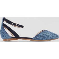 Baleriny damskie: Baleriny z plecionego denimu