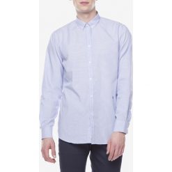 Trussardi Jeans Koszula Niebieski. Niebieskie koszule męskie Trussardi Jeans, w paski, z bawełny, bez kołnierzyka, z długim rękawem. Za 533,95 zł.