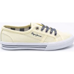 Pepe Jeans - Tenisówki dziecięce. Szare buty dziewczęce sportowe Pepe Jeans, z jeansu, na sznurówki. W wyprzedaży za 149,90 zł.
