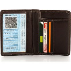 Ciemnobrązowe etui na dokumenty Solier E01 - Brązowy. Pomarańczowe etui męskie Solier, ze skóry ekologicznej. Za 29,99 zł.