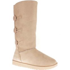 Kozaki "Flora" w kolorze beżowym. Brązowe bez kategorii marki Buty Twoich ulubionych marek, z materiału, na platformie. W wyprzedaży za 163,95 zł.