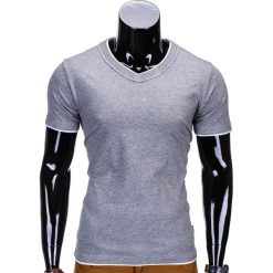 T-SHIRT MĘSKI BEZ NADRUKU S678 - SZARY MELANŻ. Szare t-shirty męskie z nadrukiem Ombre Clothing, m, z klasycznym kołnierzykiem. Za 19,99 zł.