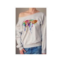 Rybka gruby oversize z. Szare bluzy damskie One mug a day, s, z nadrukiem, z bawełny, bez rękawów, bez kaptura. Za 129,00 zł.