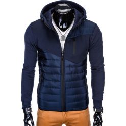 Bejsbolówki męskie: BLUZA MĘSKA ROZPINANA Z KAPTUREM B836 - GRANATOWA