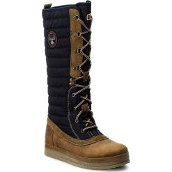 Kozaki NAPAPIJRI - Gaby 15782215 Blue Marine N65. Brązowe buty zimowe damskie marki Kazar, ze skóry, przed kolano, na wysokim obcasie. W wyprzedaży za 459,00 zł.
