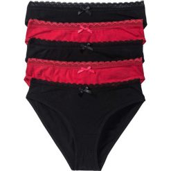 Figi (5 par) bonprix czarno-ciemnoczerwony. Czerwone figi damskie marki bonprix, w koronkowe wzory, z koronki. Za 49,95 zł.