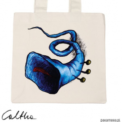 Błękitna trąbka - torba premium (kolory). Niebieskie shopper bag damskie Pakamera, z materiału. Za 79,00 zł.