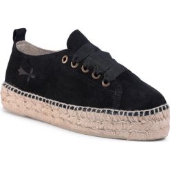 Espadryle MANEBI - Sneakers D K 1.0 E0 Black. Czarne espadryle damskie Manebi, bez wzorów, ze skóry, bez obcasa. W wyprzedaży za 319,00 zł.