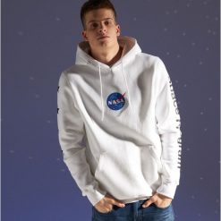 Bluza Nasa - Biały. Białe bluzy męskie marki Cropp, s. Za 129,99 zł.