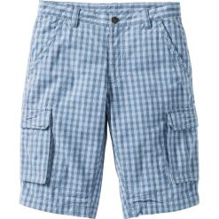 Bermudy Regular Fit bonprix niebieski dżins - biały w kratę. Niebieskie spodenki i szorty męskie bonprix, m, bez wzorów. Za 79,99 zł.