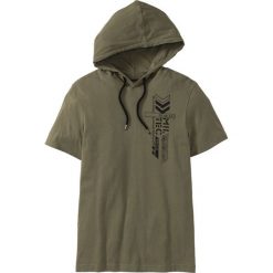 T-shirty męskie: T-shirt z kapturem Slim Fit bonprix ciemnooliwkowy