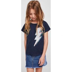 Mango Kids - Top dziecięcy Storm 110-164 cm. Czarne topy damskie marki Mango Kids, z aplikacjami, z bawełny, z okrągłym kołnierzem. Za 49,90 zł.