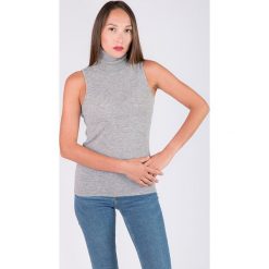 Kaszmirowy top w kolorze szarym. Szare topy damskie Just Cashmere, xl, bez wzorów, z kaszmiru, bez kołnierzyka. W wyprzedaży za 209,95 zł.