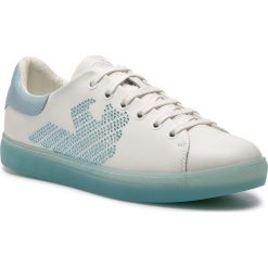 Sneakersy EMPORIO ARMANI - X3X071 XL807 A042 White/Light Blue. Białe półbuty damskie Emporio Armani, ze skóry. W wyprzedaży za 509,00 zł.