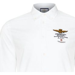 Koszula AERONAUTICA MILITARE. Białe koszule męskie Aeronautica Militare, bez wzorów, z bawełny, biznesowe, z włoskim kołnierzykiem, bez rękawów. W wyprzedaży za 358,00 zł.