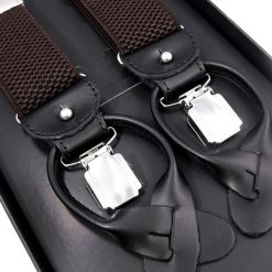 Brązowe szelki męskie na guziki G52. Pomarańczowe szelki męskie Modini Moda Męska. W wyprzedaży za 67,50 zł.