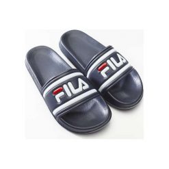 Niebieskie Damskie Klapki Fila MORRO BAY SLIPPER WMN 29Y. Niebieskie klapki damskie Molly.pl, w paski, z materiału, bez obcasa. Za 89,00 zł.
