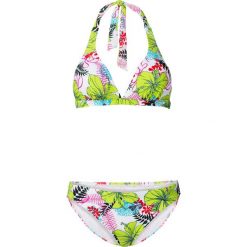 Bikini bonprix zielono-różowy z nadrukiem. Stroje kąpielowe damskie bonprix. Za 74,99 zł.