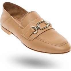 MOKASYNY TWINSET. Brązowe mokasyny damskie Twinset, ze skóry. Za 465,00 zł.