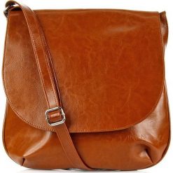 Torebka skórzana damska listonoszka DAN-A T92 camel - camel. Brązowe listonoszki damskie w paski, ze skóry, biznesowe, duże. Za 219,99 zł.
