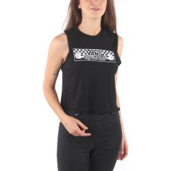 Vans Podkoszulek Czarny. Czarne podkoszulki damskie Vans, xs, z nadrukiem, z bawełny, bez kołnierzyka. Za 137,95 zł.