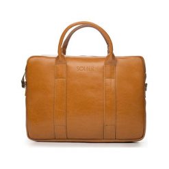 Skórzana męska torba na laptopa Camel Solier William. Brązowe torby męskie skórzane Solier, bez wzorów, ze skóry, eleganckie, na ramię. Za 419,00 zł.