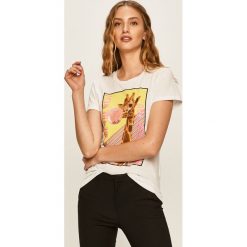 Liu Jo - T-shirt. Białe bluzki damskie Liu Jo, s, z nadrukiem, z bawełny, casualowe, z okrągłym kołnierzem, z krótkim rękawem. Za 269,90 zł.