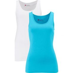 Bluzki, topy, tuniki: Top ze stretchem (2 szt. w opak.) bonprix lekki niebieski + biały