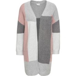 Kardigan "colorblocking" bonprix szaro-jasnoróżowy wzorzysty. Szare kardigany damskie marki bonprix. Za 99,99 zł.
