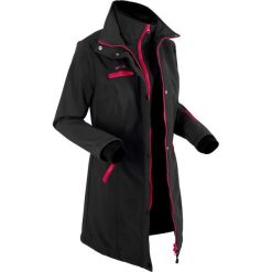 Długa kurtka softshell ze stretchem, w optyce 2 w 1 bonprix czarny. Czarne bomberki damskie bonprix, s, z softshellu. Za 239,99 zł.