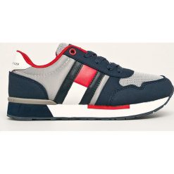 Tommy Hilfiger - Buty dziecięce. Niebieskie trampki chłopięce TOMMY HILFIGER, bez wzorów, z gumy, sportowe, z okrągłym noskiem, bez zapięcia. Za 279,90 zł.