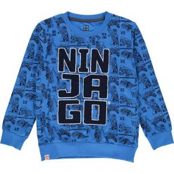 Bluza w kolorze niebiesko-czarnym. Niebieskie bluzy chłopięce rozpinane LEGO Wear, z aplikacjami, z bawełny. W wyprzedaży za 47,95 zł.