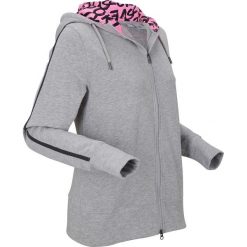 Bluza rozpinana, długi rękaw bonprix jasnoszary melanż. Szare bluzy damskie bonprix, bez wzorów, z długim rękawem, długie, z kapturem. Za 89,99 zł.