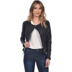Skórzana kurtka w kolorze czarnym. Czarne kurtki damskie Kurtki skórzane, l, bez wzorów, klasyczne. W wyprzedaży za 599,95 zł.