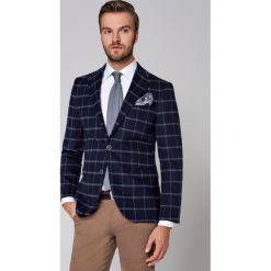 Marynarka Granatowa w Szarą Kratę Ankara. Szare marynarki męskie LANCERTO, na zimę, m, bez wzorów, z bawełny, eleganckie. W wyprzedaży za 199,90 zł.