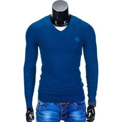 Swetry klasyczne męskie: SWETER MĘSKI E74 – CIEMNY NIEBIESKI