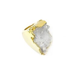 InspiRING Kryształ Górski 3/4 złoto rozmiar 16. Białe pierścionki damskie Brazi druse jewelry, z kryształem, złote. Za 470,00 zł.