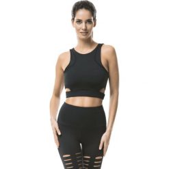 Topy sportowe damskie: Cardio Bunny 1B hudson DARK JUNGLE crop-top czarny r. S