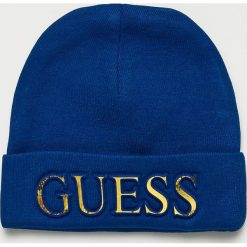 Guess Jeans - Czapka. Niebieskie czapki damskie marki Guess Jeans, z elastanu. W wyprzedaży za 129,90 zł.