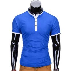 T-shirty męskie: T-SHIRT MĘSKI BEZ NADRUKU S765 – NIEBIESKI