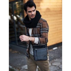 MĘSKA TORBA ZE SKÓRY NATURALNEJ HQ ALWAYS WILD. Szare torby męskie skórzane ALWAYS WILD, w paski, ze skóry, eleganckie. Za 139,90 zł.