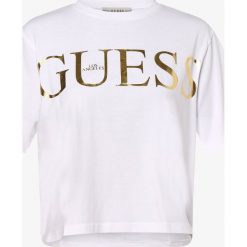 Guess Jeans - T-shirt damski, biały. Białe t-shirty damskie Guess Jeans, s, z nadrukiem, z jeansu, bez kołnierzyka. Za 159,95 zł.