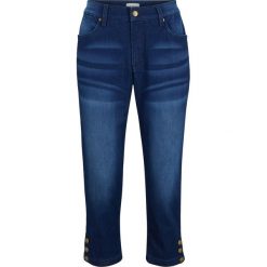 Dżinsy 3/4 przyjazne dla środowiska, z poliestru z recyklingu bonprix ciemny denim "used". Czarne jeansy damskie bonprix, s, z poliesteru. Za 134,99 zł.