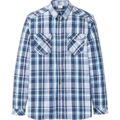 Koszula z długim rękawem Regular Fit bonprix indygo w kratę. Niebieskie koszule męskie bonprix, xl, bez wzorów, bez kołnierzyka, z długim rękawem. Za 79,99 zł.