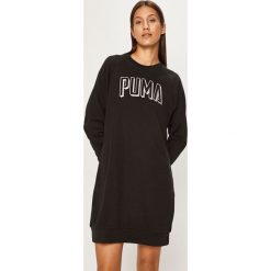 Puma - Sukienka. Szare sukienki damskie Puma, na co dzień, s, z nadrukiem, z bawełny, casualowe, z okrągłym kołnierzem, z długim rękawem, długie, mini, proste. W wyprzedaży za 149,90 zł.