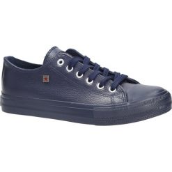 Granatowe trampki sznurowane Big Star V274870. Szare trampki i tenisówki damskie marki BIG STAR, bez wzorów, na sznurówki. Za 88,99 zł.