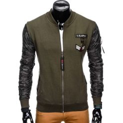 Bluzy męskie: BLUZA MĘSKA ROZPINANA BEZ KAPTURA B807 - KHAKI