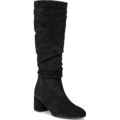 Kozaki HÖGL - 8-104152 Black 0100. Czarne kozaki damskie HÖGL, ze skóry, przed kolano, na wysokim obcasie, bez zapięcia. W wyprzedaży za 639,00 zł.
